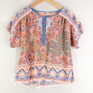 Sundance Top Womens Small Boho Peasant Multicolor Paisley Print Cottagecore